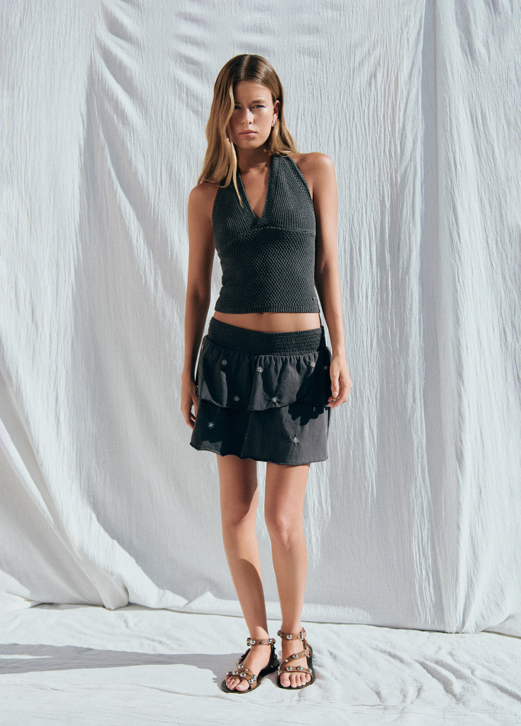 Falda smock bordados