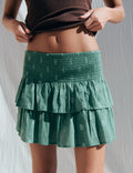 Short smocked skirt with seal print