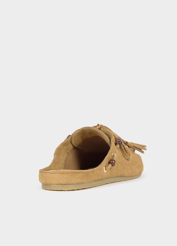 Leather tassel mule loafers