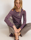 Cut-out T-shirt met lurexstreep op de schouder