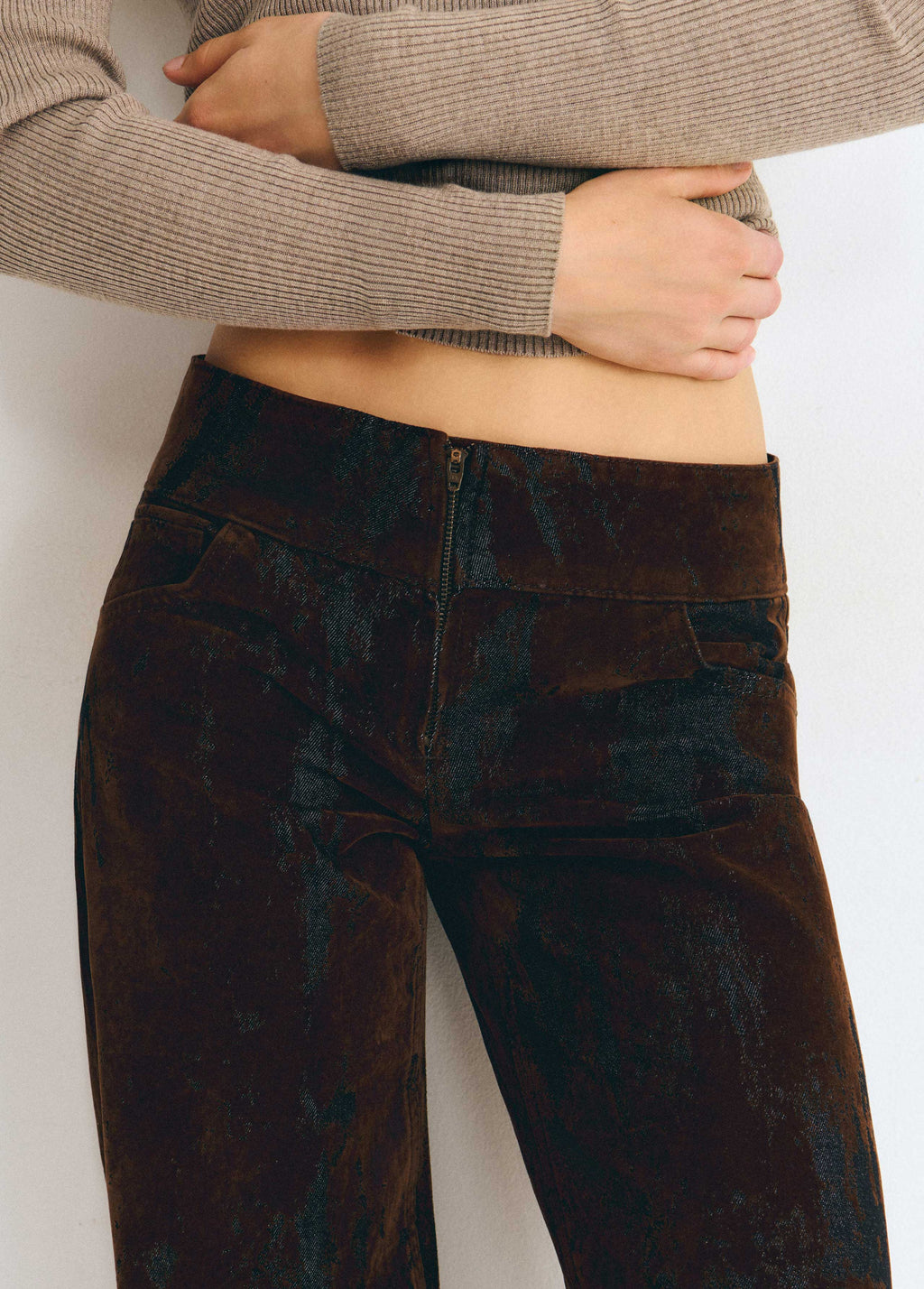 Braune Flock-Hose