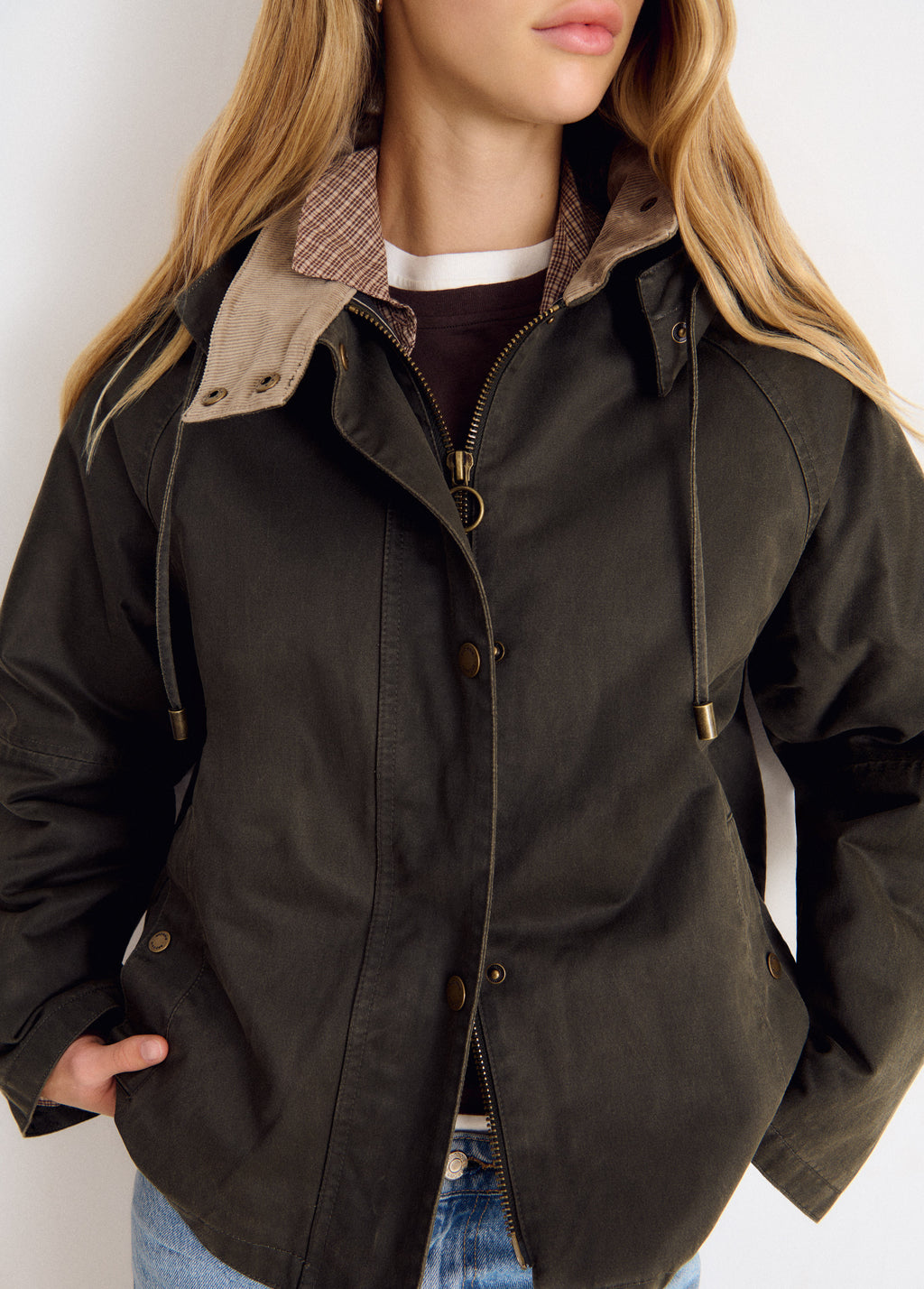 Waxed hooded jacket