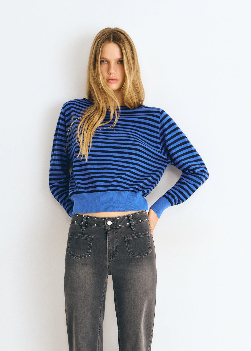 Jeans culotte con ali glitter