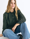 Striped blouse with button placket