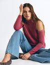 Shoulder-opening studded sweater