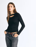 Cut-out studded T-shirt