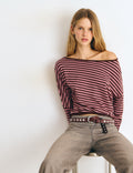 Asymmetric striped sweater