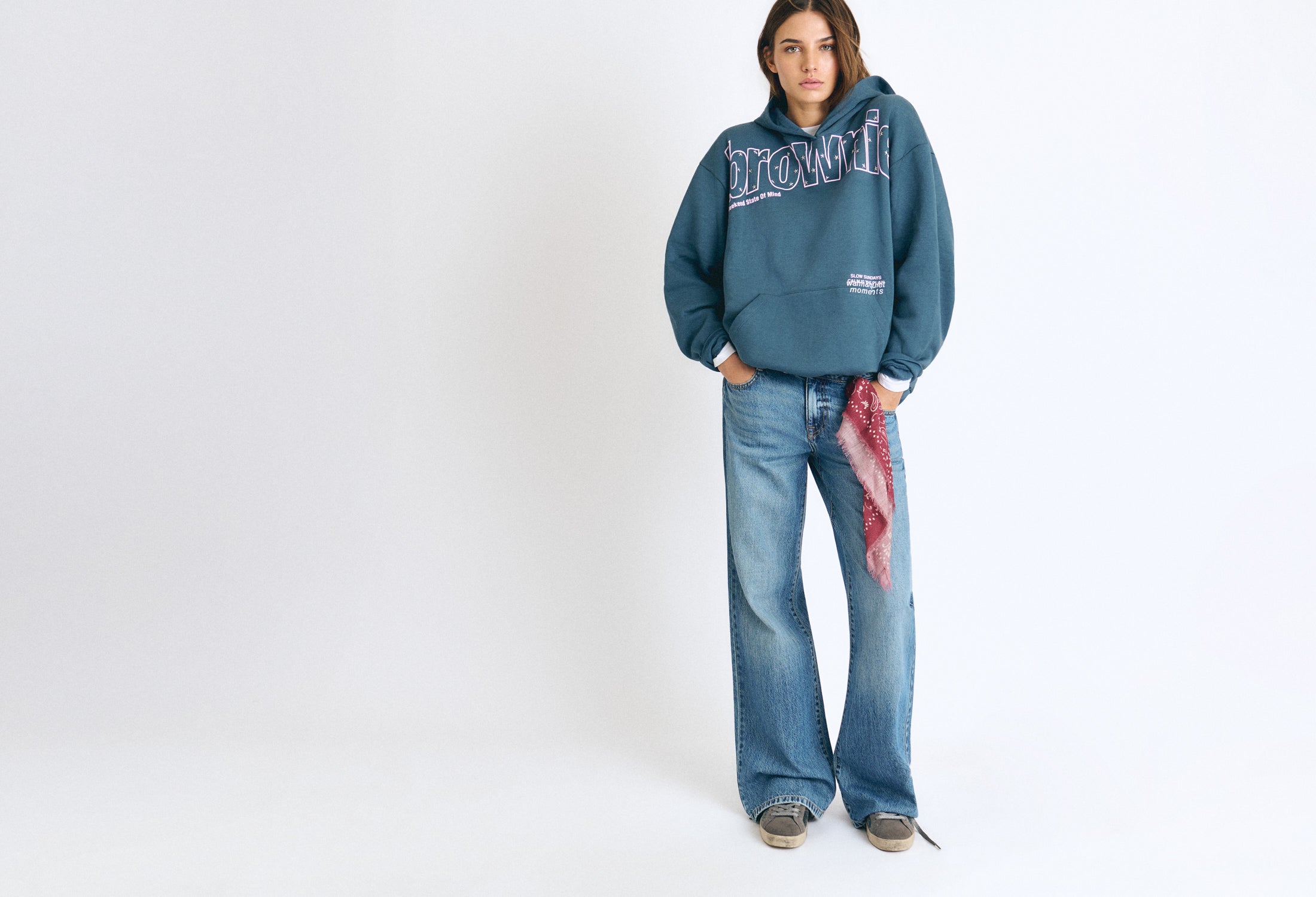 Text-print hooded sweatshirt