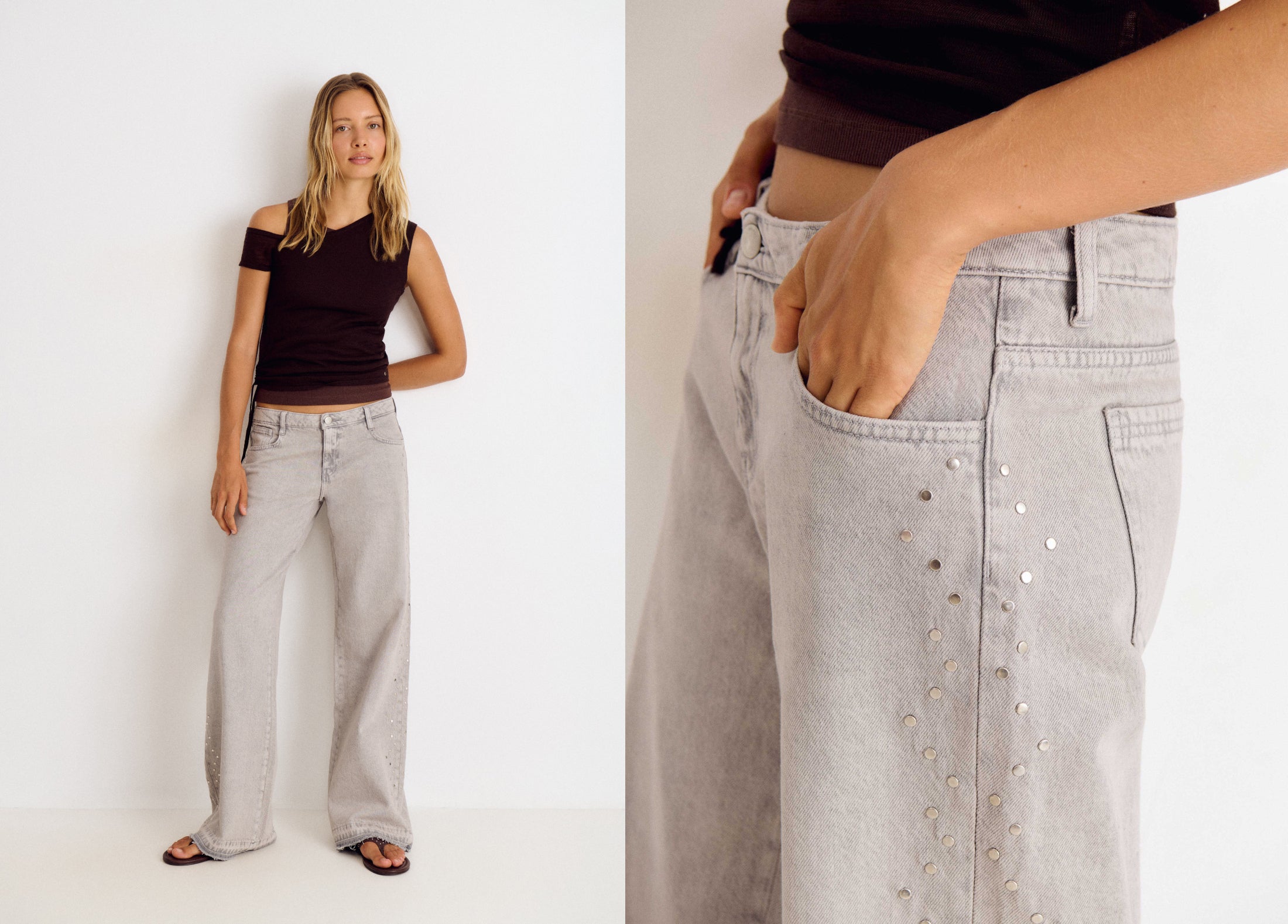 Jeans with side studs