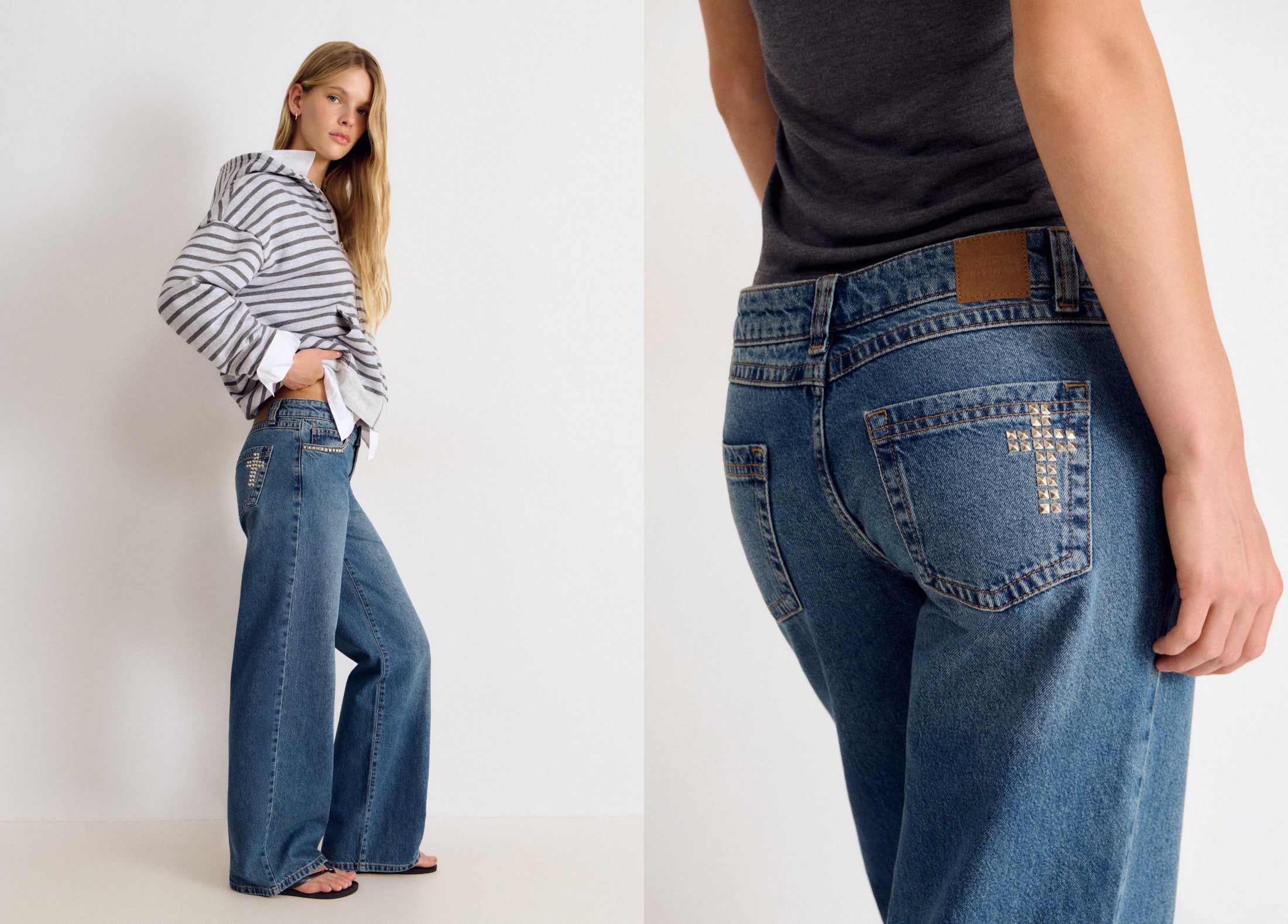 Denim with cross studs
