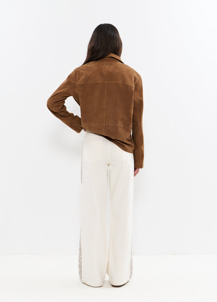 Pants with side embroidery