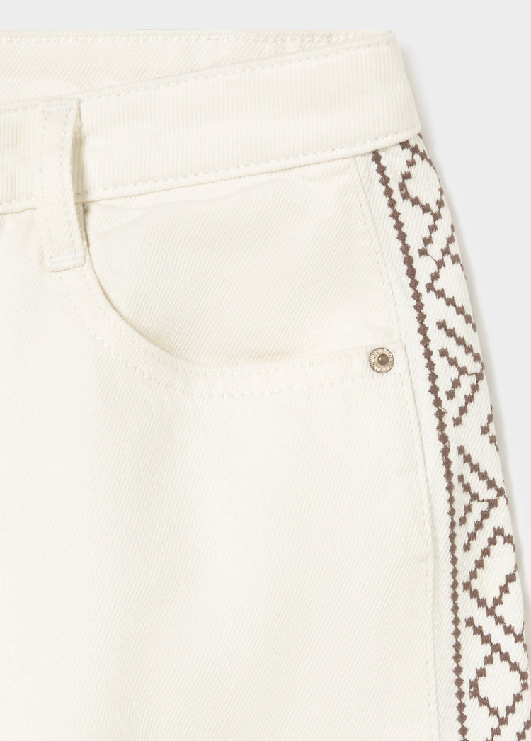Pants with side embroidery