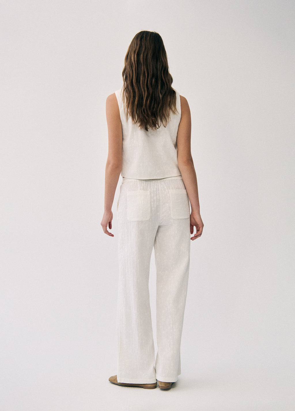 Pantalon droit brodé