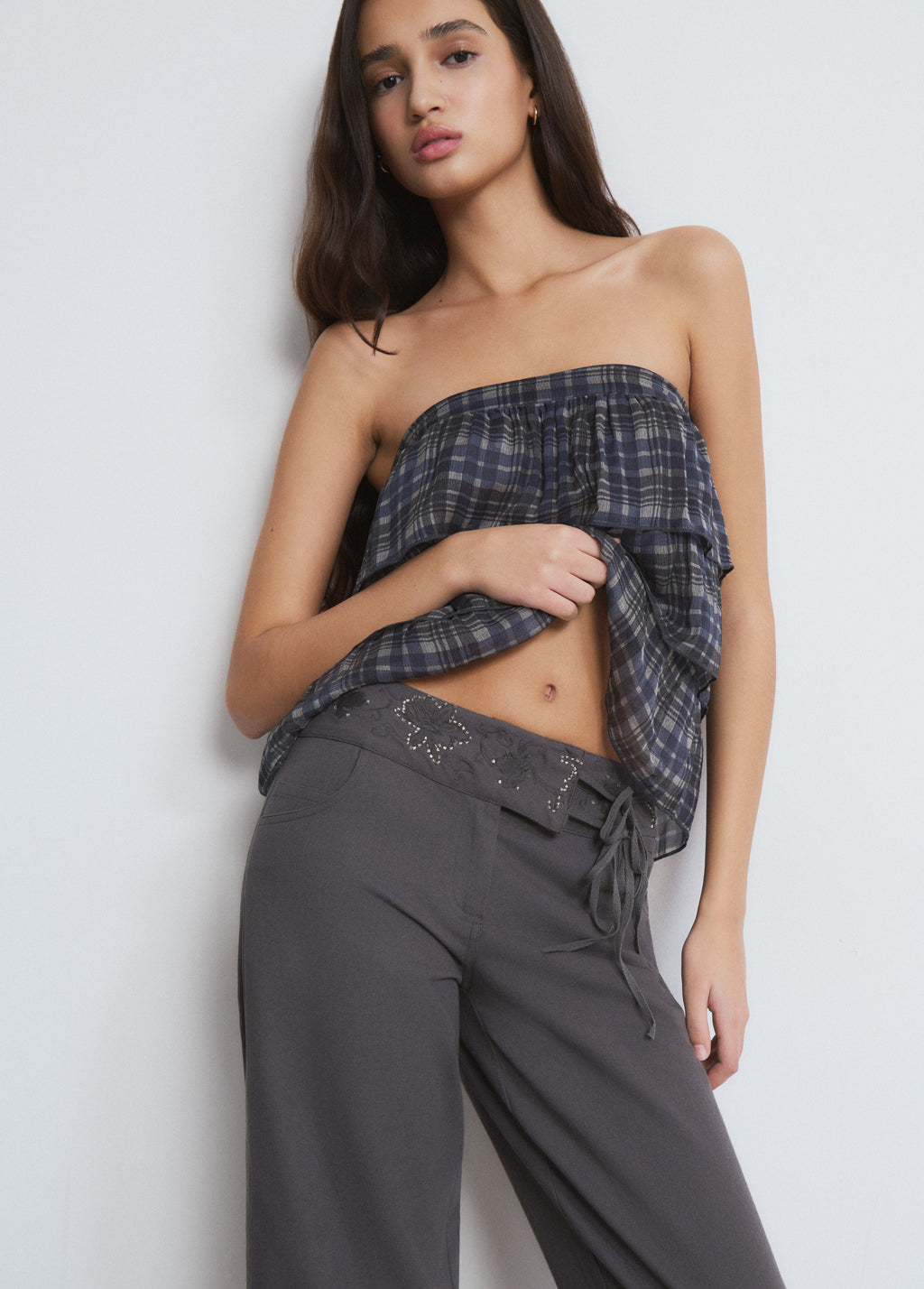 Beaded waist pants