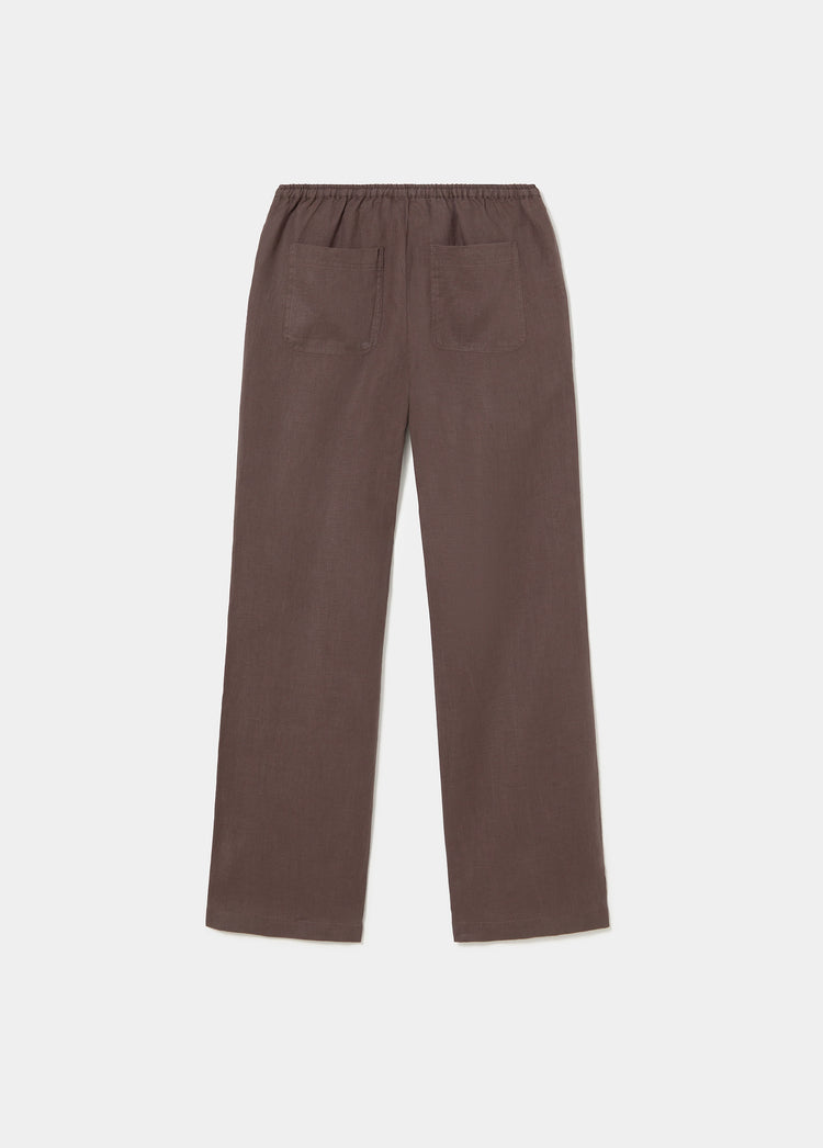 Pants with linen waist detail