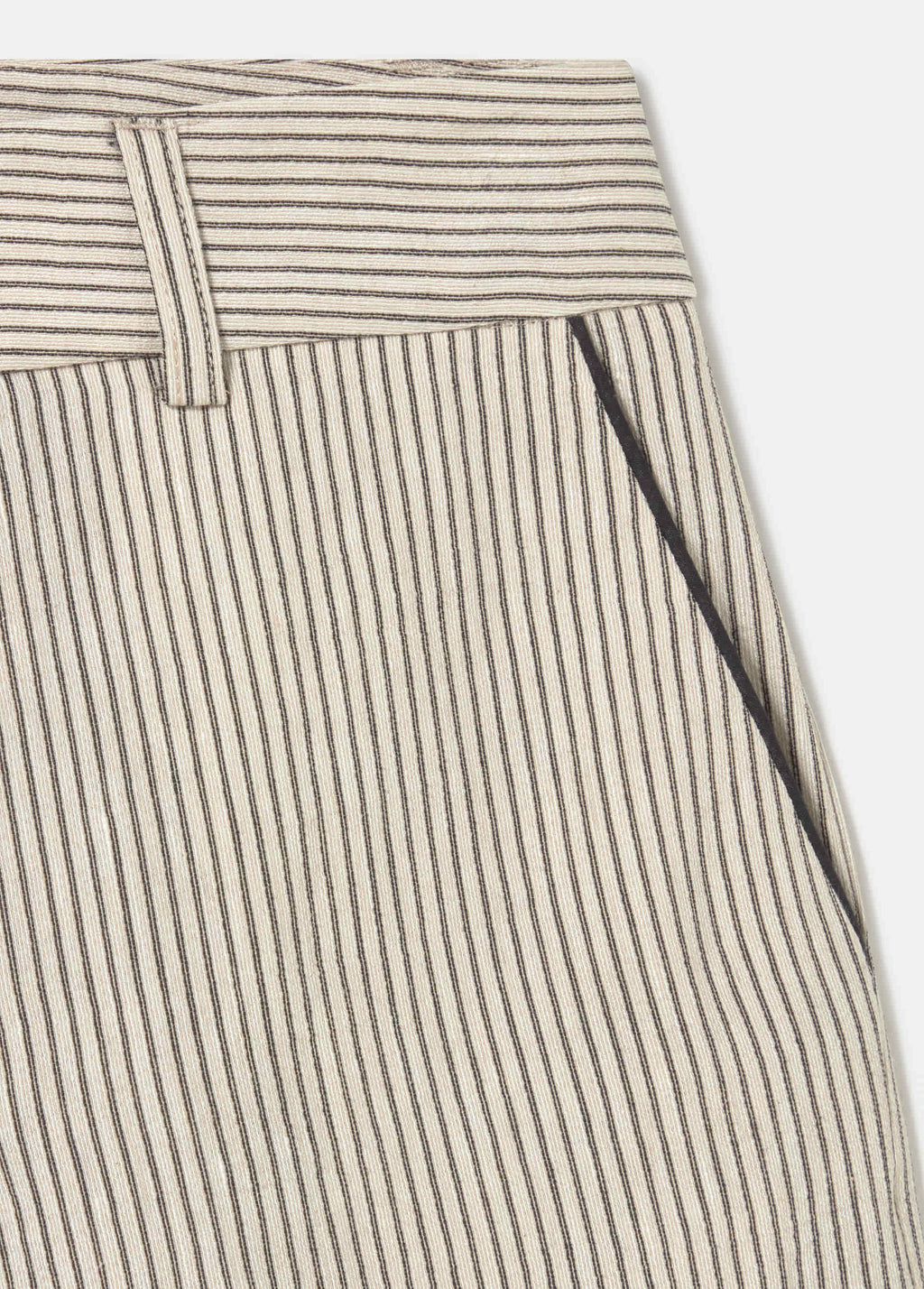 Linen pants with striped contrast trims
