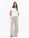 Linen pants with striped contrast trims