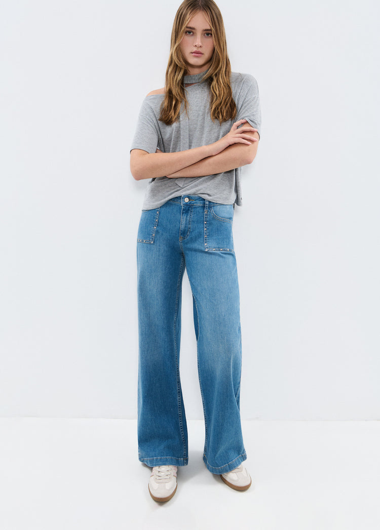 Culotte pants with studs