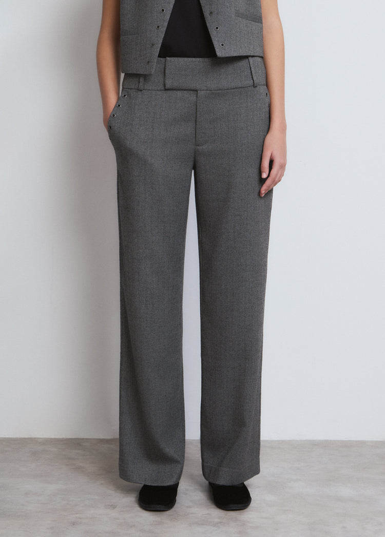 Herringbone eyelet pants