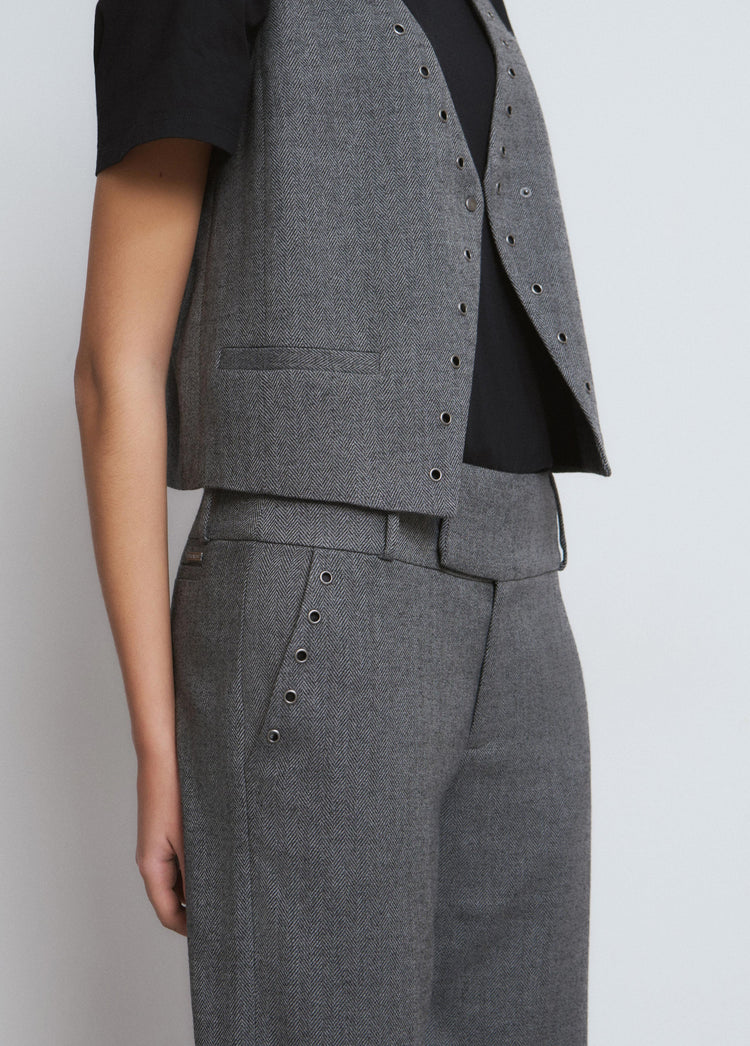 Herringbone eyelet pants