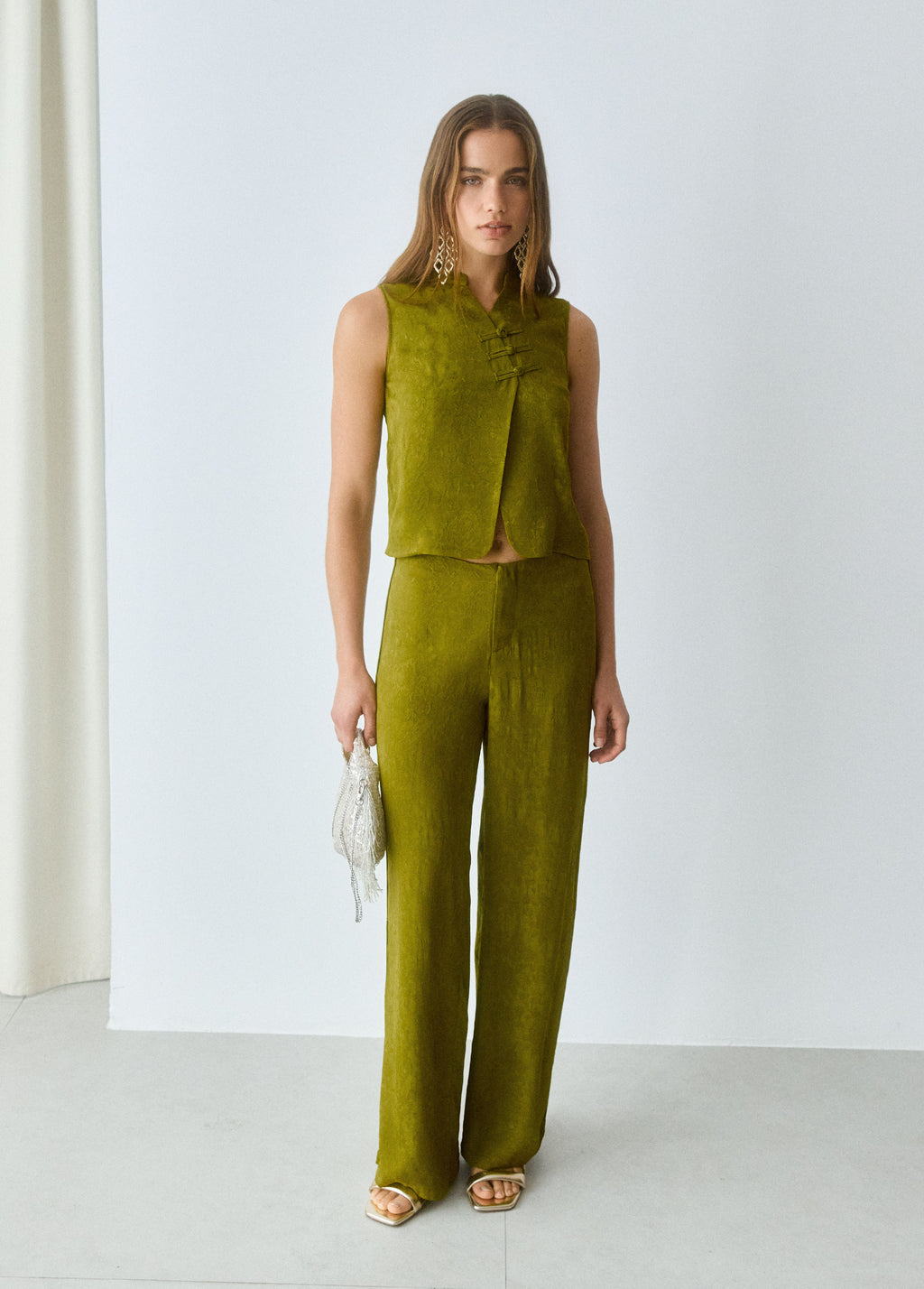 Satinierte Jacquard-Hose