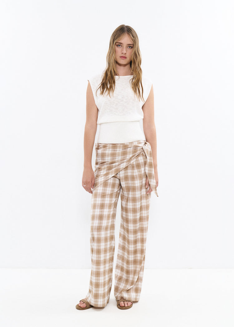 Checked Trouser with scarf detail