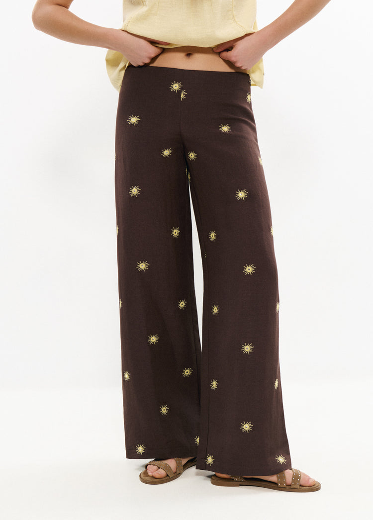 Long pants with sun print