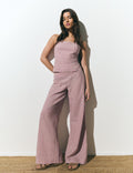 Pantalon rayé taille large