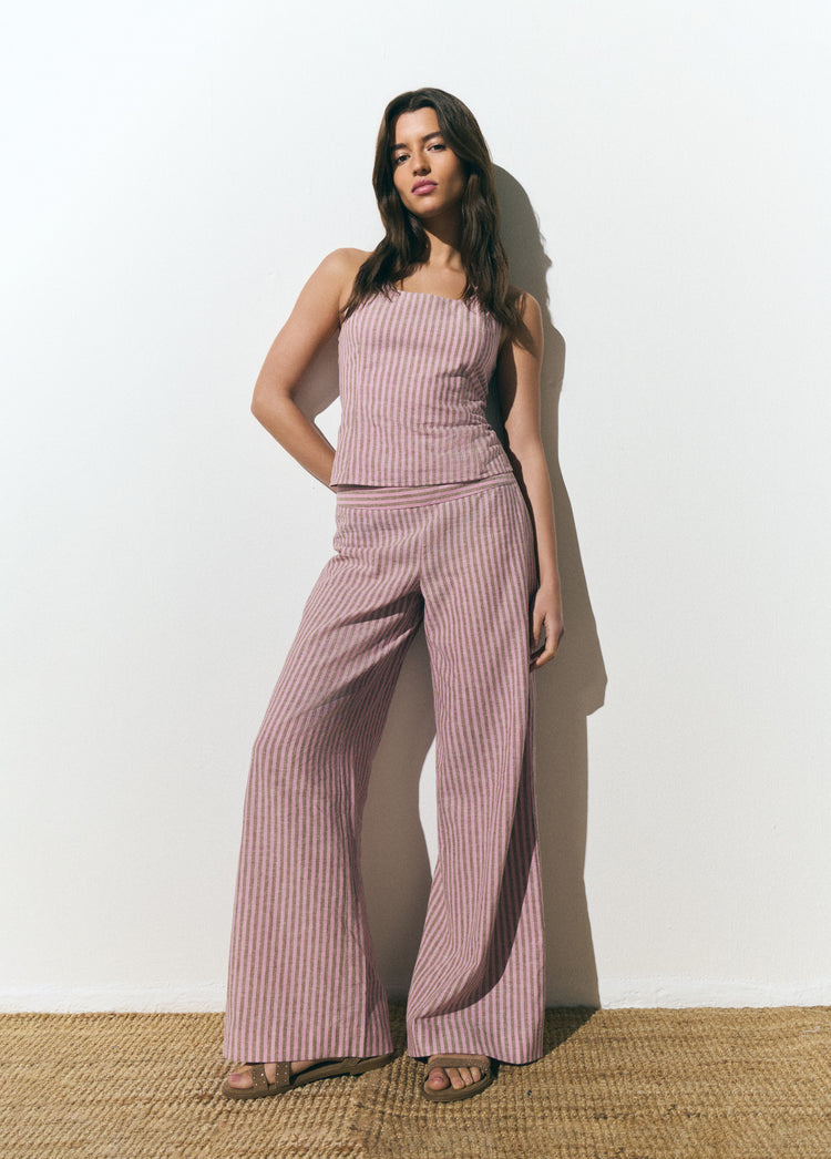 Wide waist striped pants