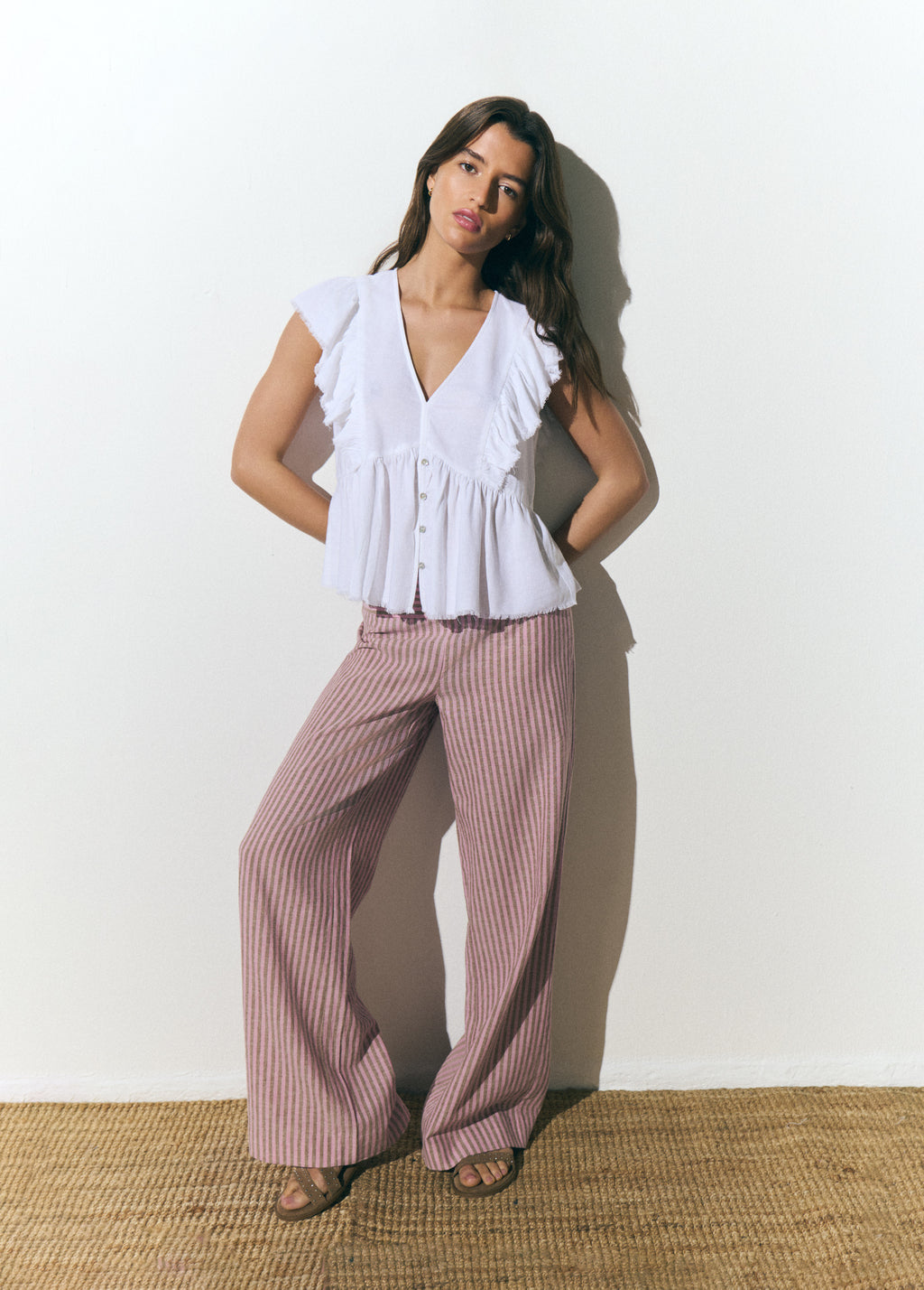 Wide waist striped pants