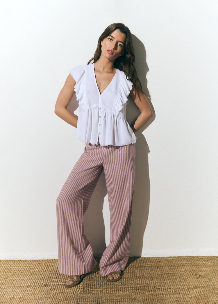 Wide waist striped pants