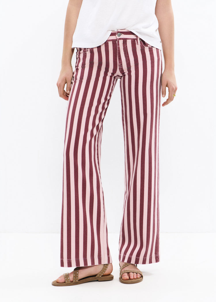Striped printed straight pants
