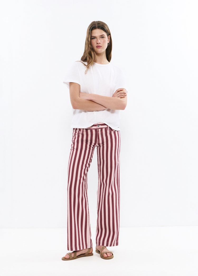 Striped printed straight pants