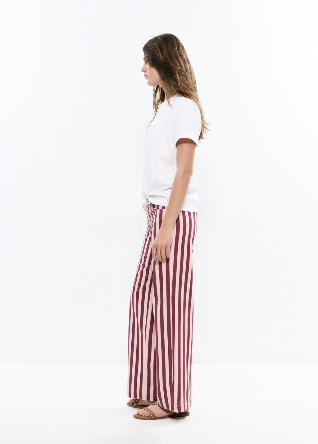 Pantalón recto estampado rayas