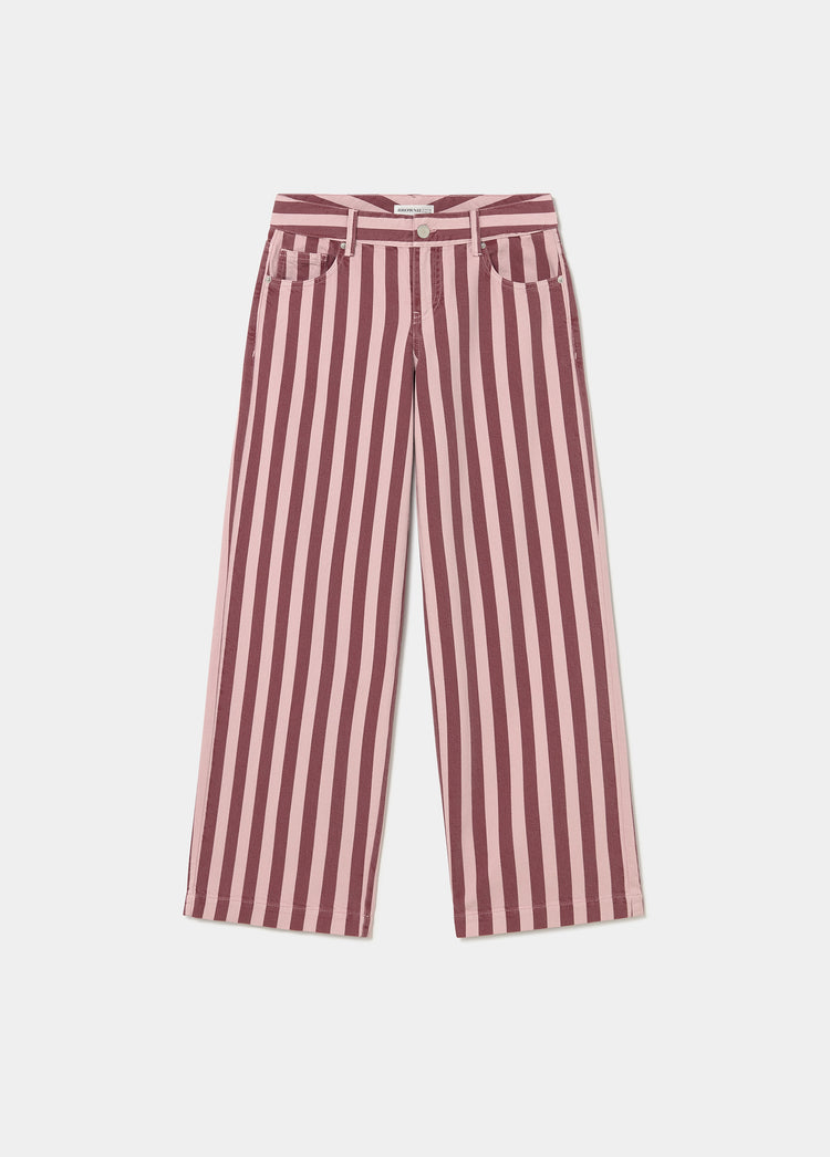 Striped printed straight pants
