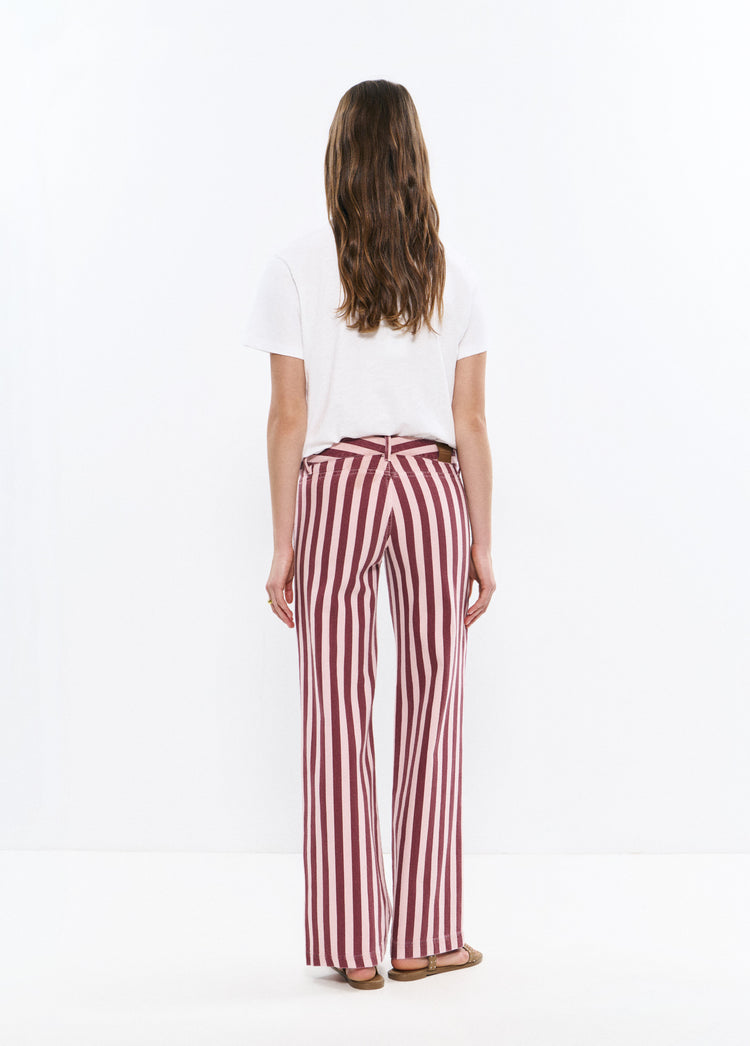 Striped printed straight pants