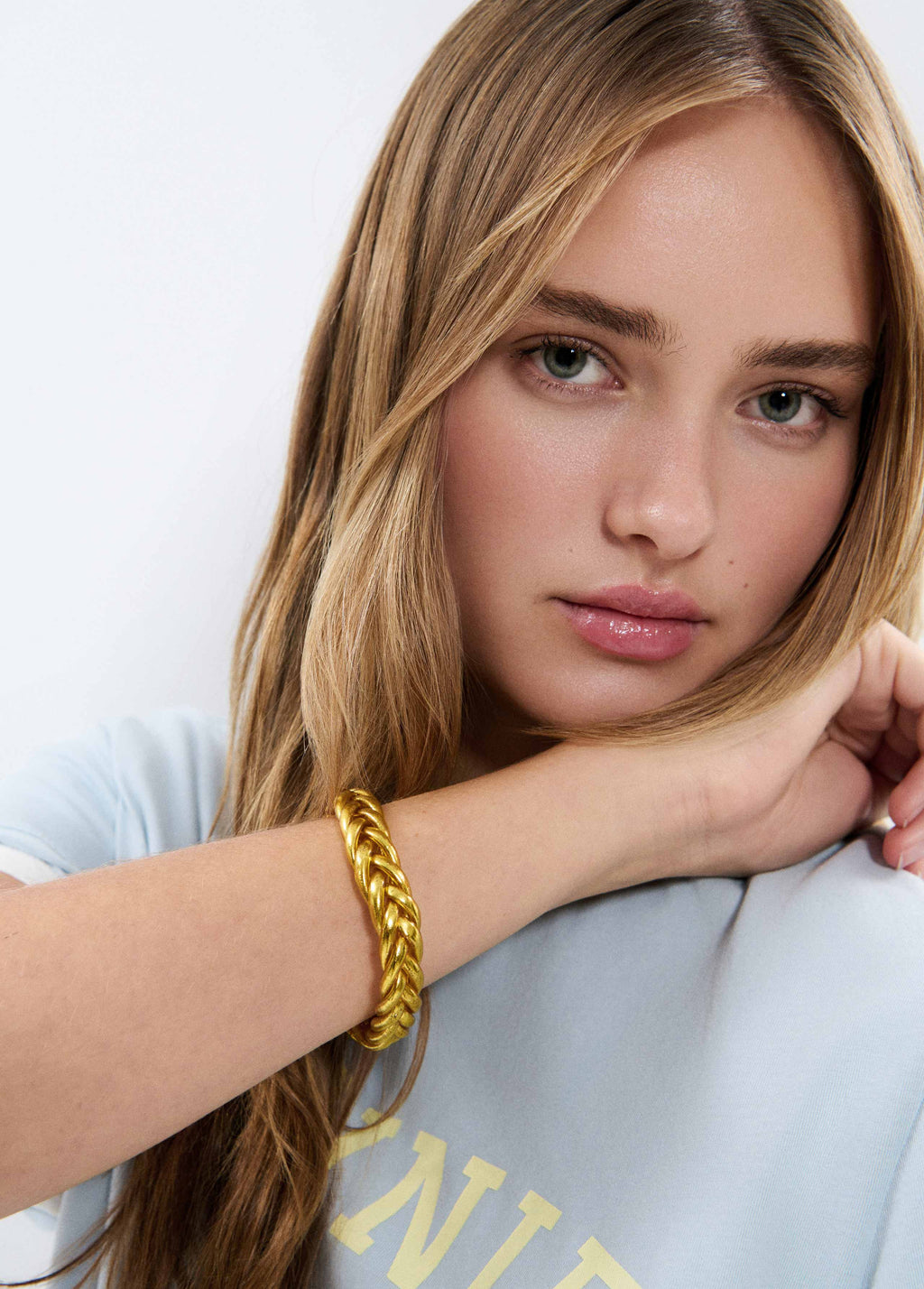Braided gold leaf bracelet