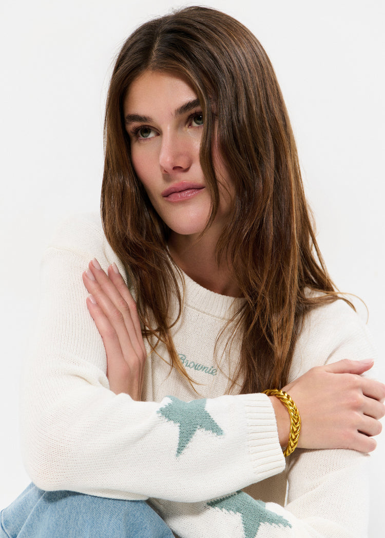 Braided gold leaf bracelet