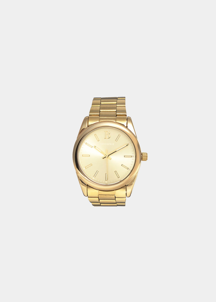 Reloj de pulsera de 32mm en tono oro con esfera clara y correa metálica