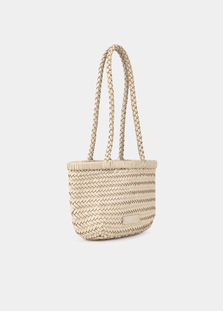 Kleiner geflochtener Shopper aus Leder