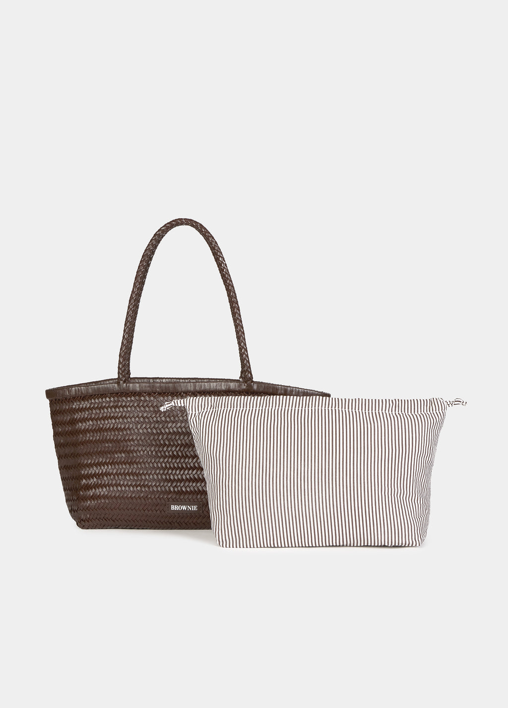 Braided leather shopper bag