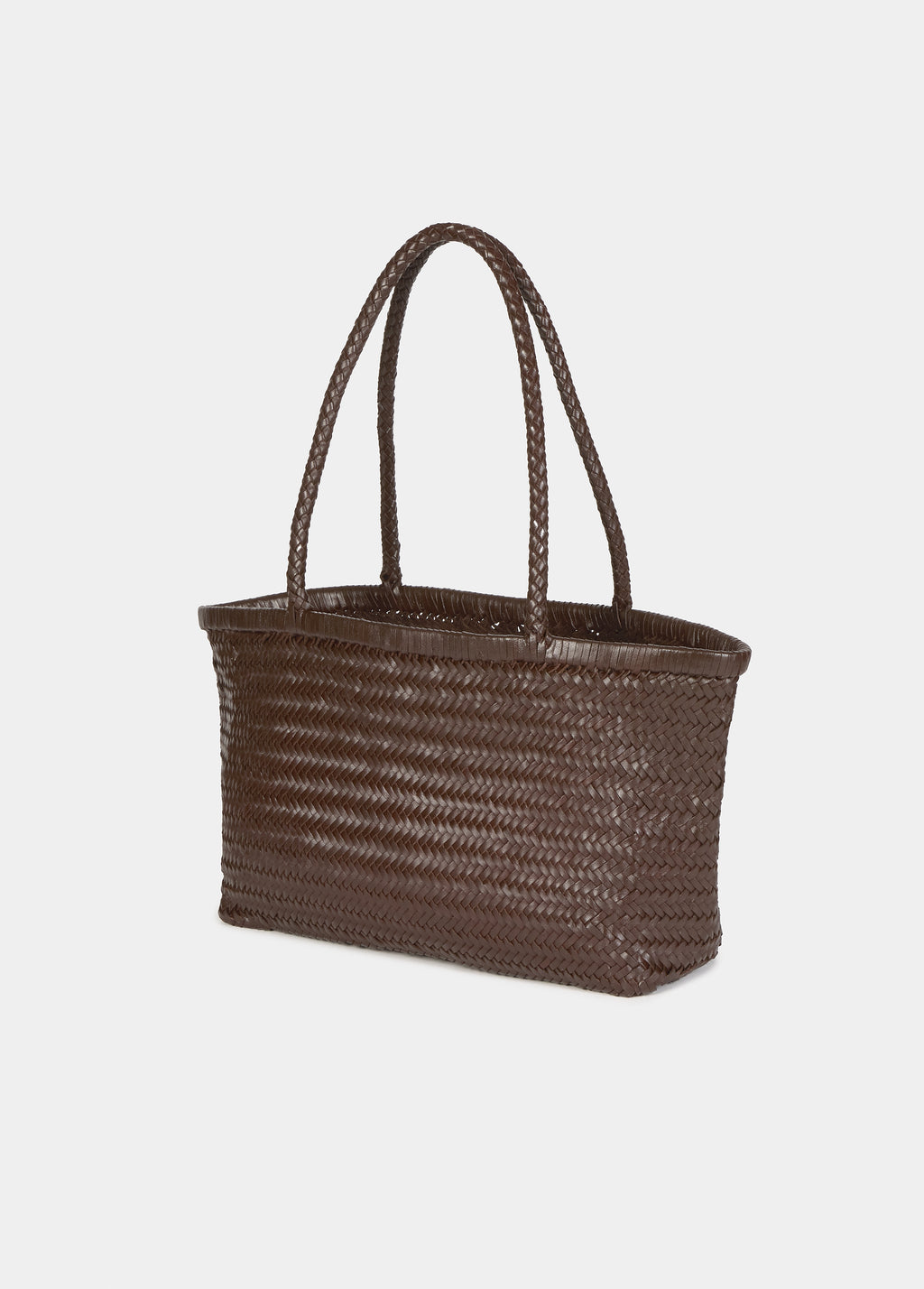 Braided leather shopper bag