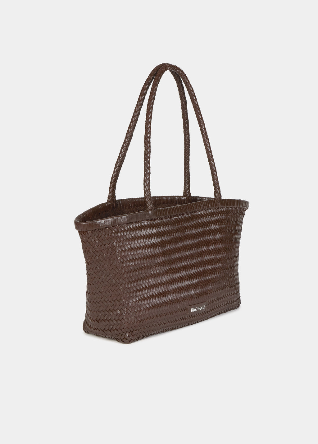 Braided leather shopper bag