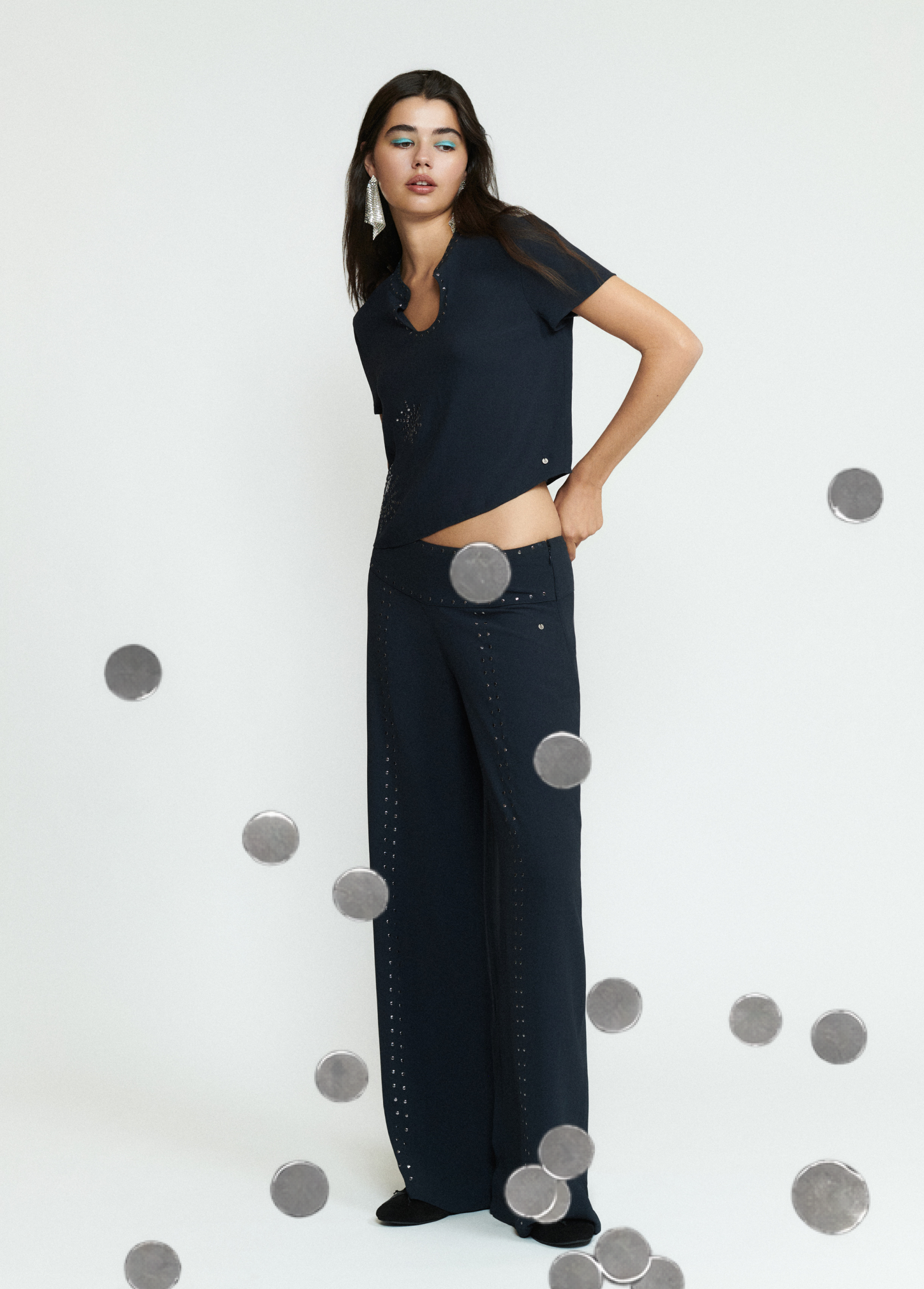 Long studded trousers
