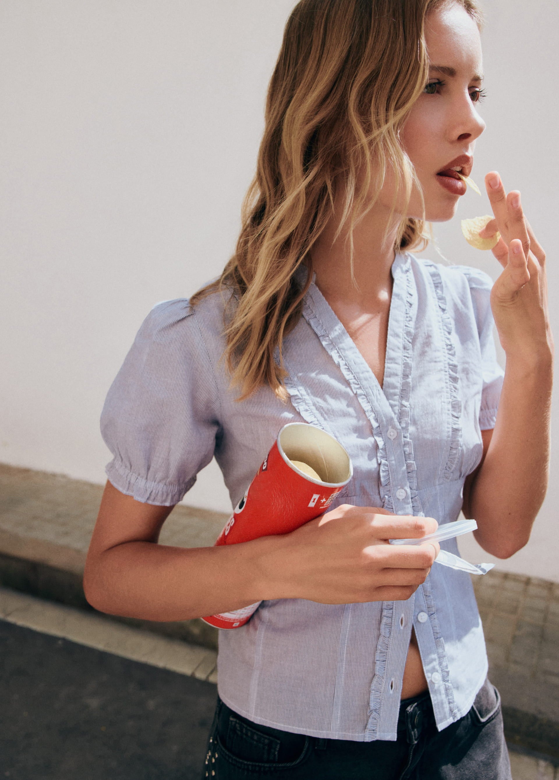 Blusa romántica rayas