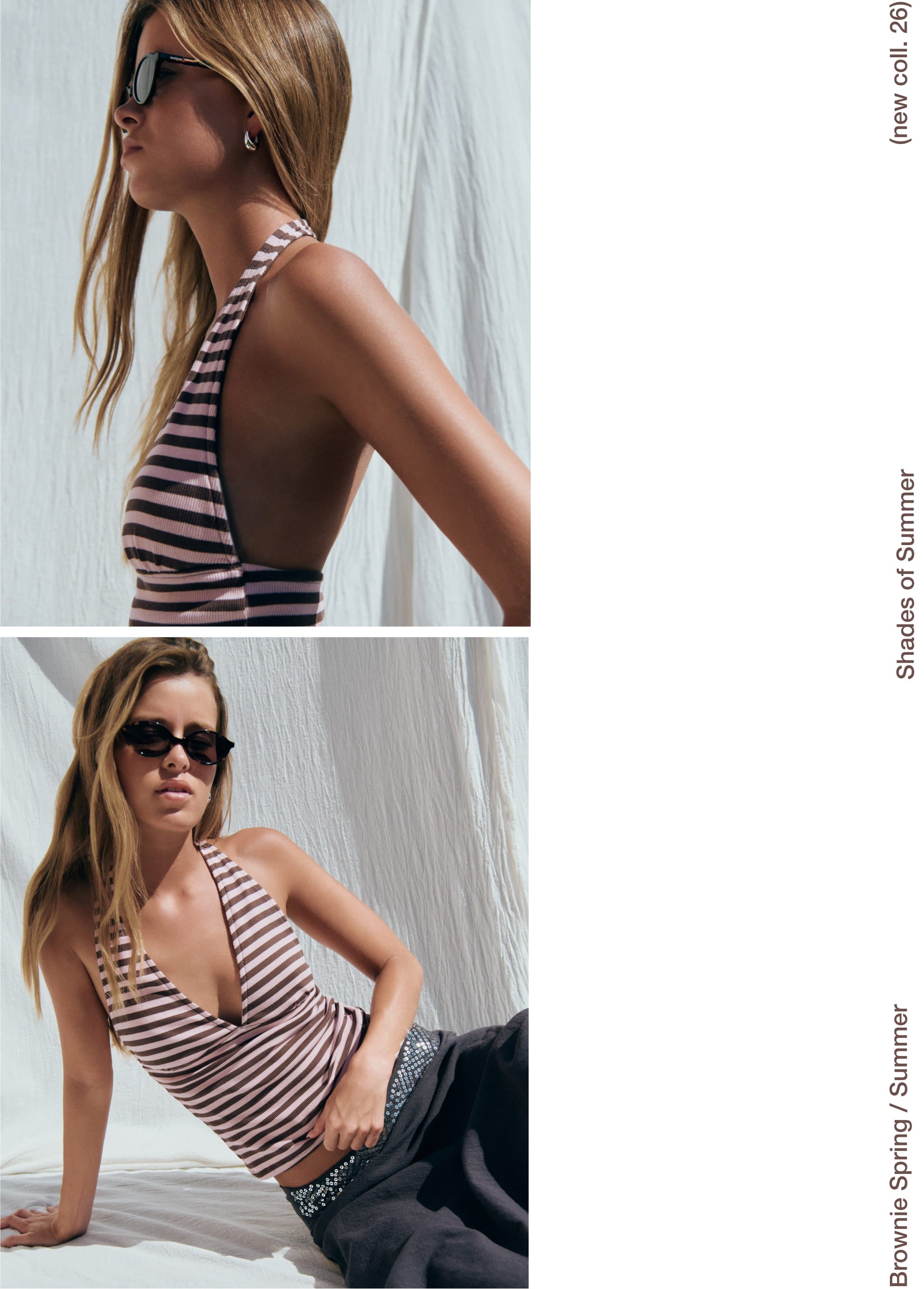 Woven stripe halter top