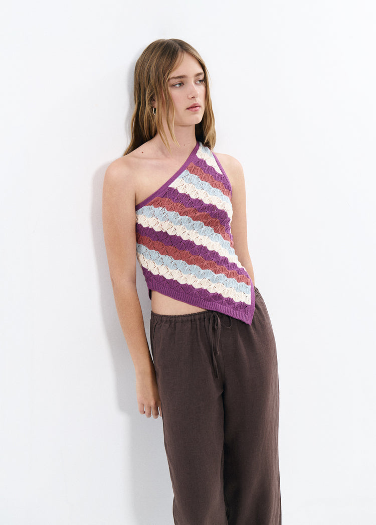Asymmetric knit top colors