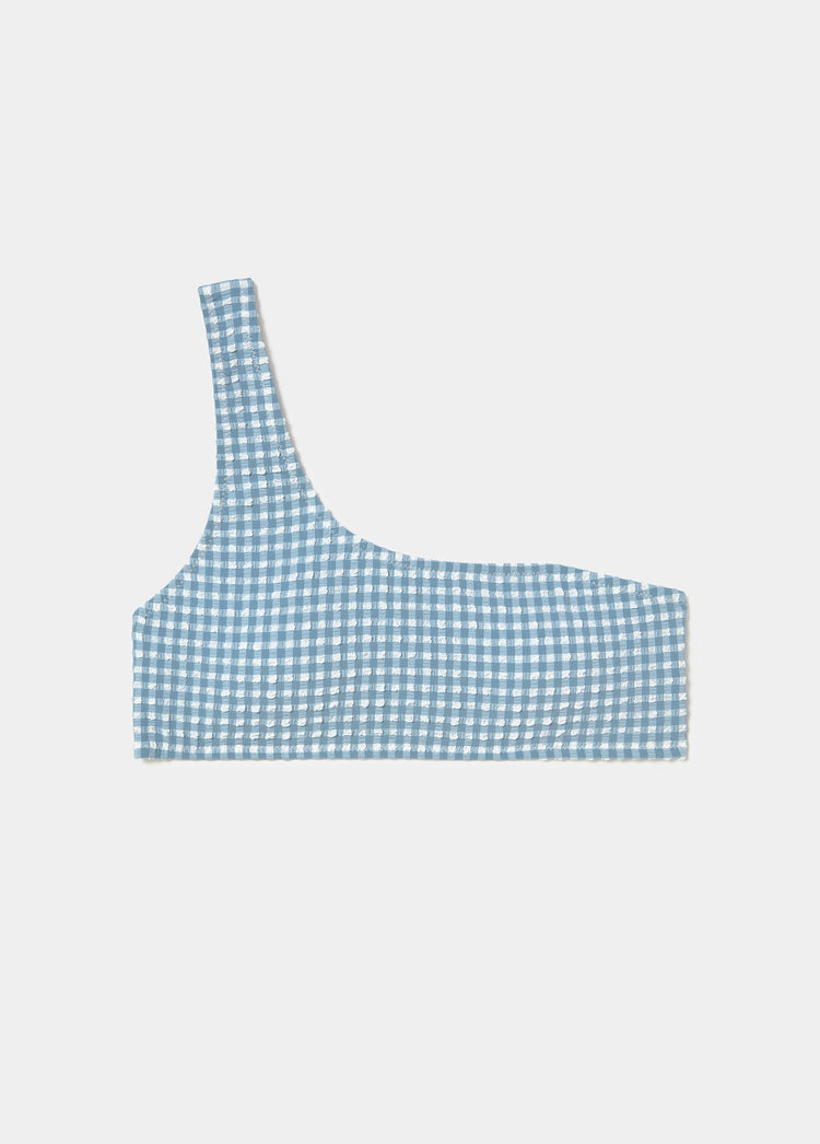 Asymmetric gingham top