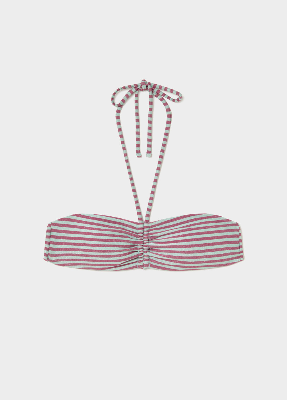 Top bandeau annodato a righe filo metallizzato