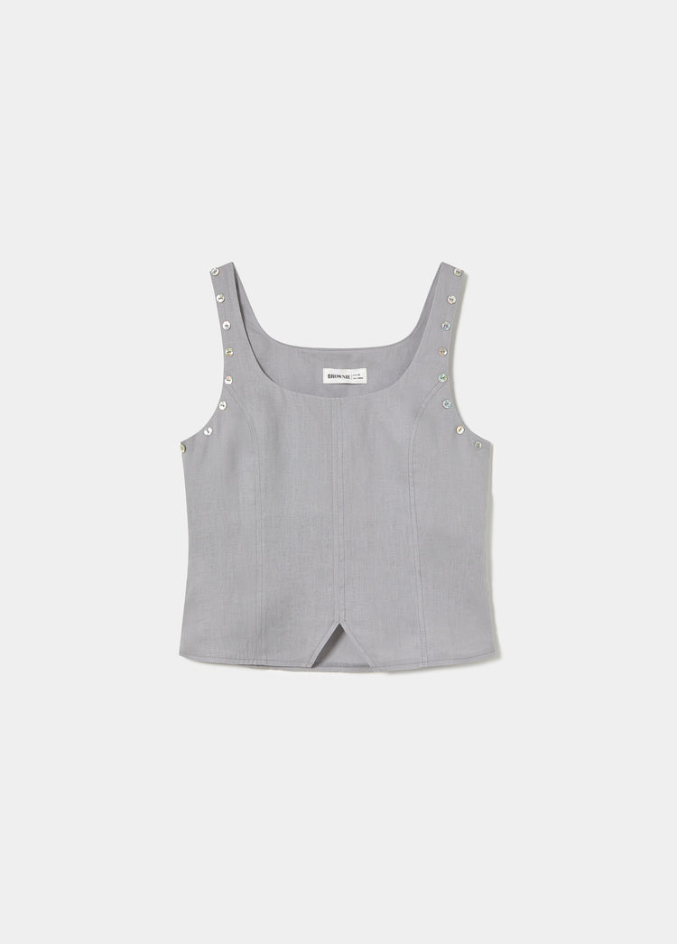 Linen top with button details